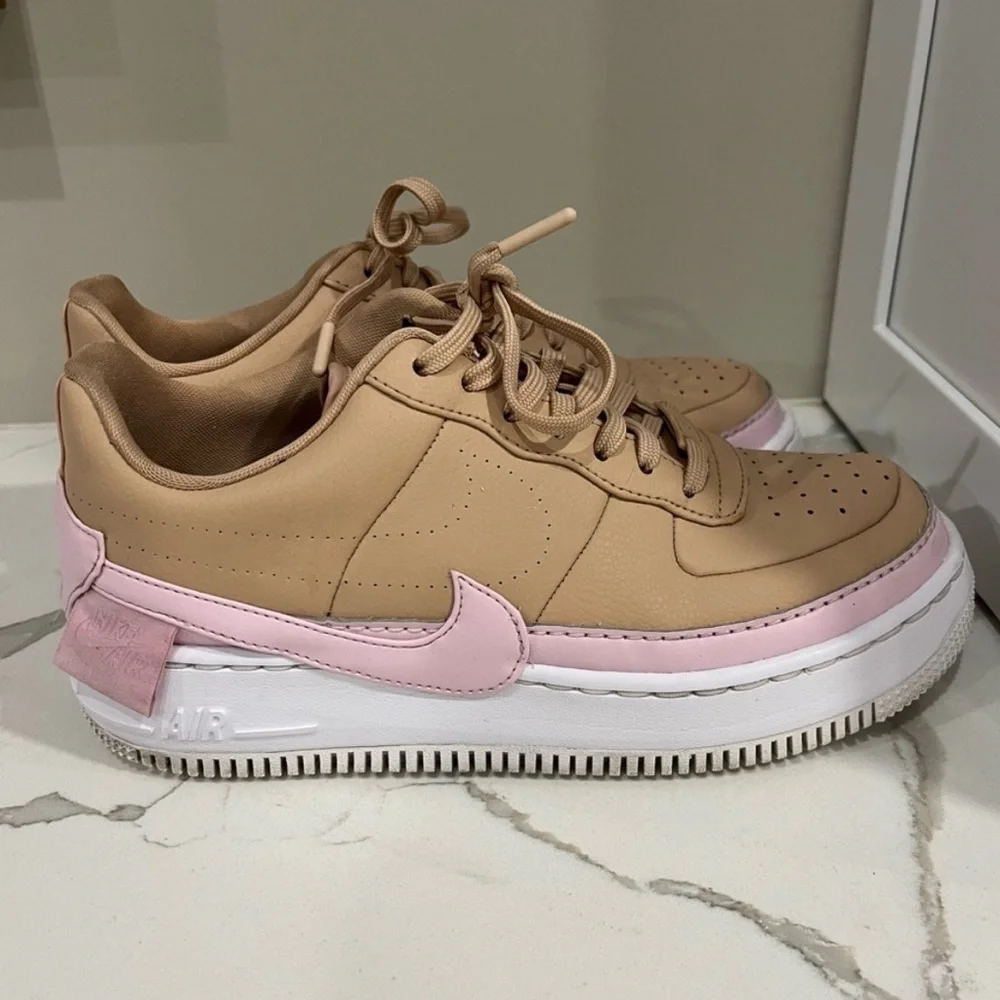 Nike, *rare* Women's Air Force One Jester XX Tan and Pink Sneakers, Size 9